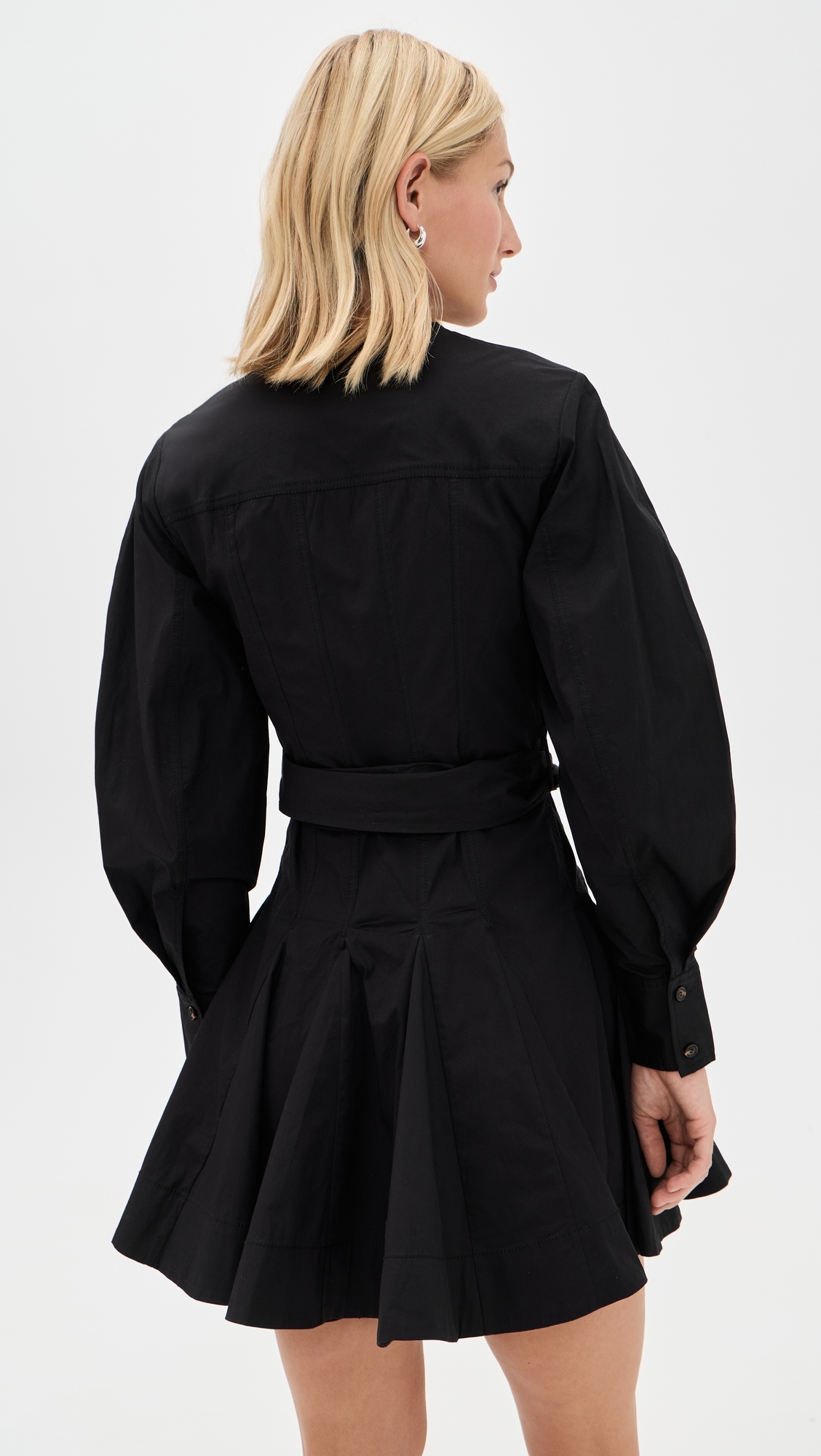 Stretch Mini Shirt Dress Black