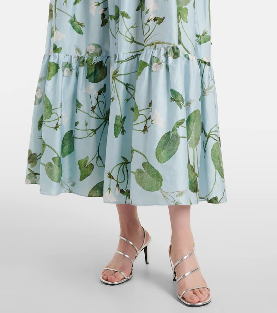 Tiered floral cotton midi dress