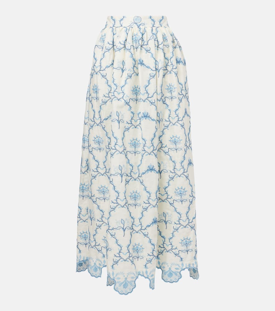 Tangelo floral linen maxi skirt