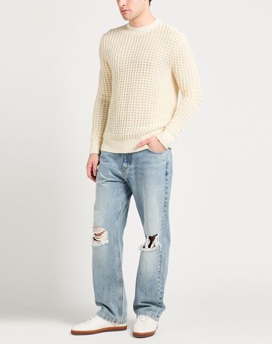 Man Sweater Ivory Size 38 Linen, Silk