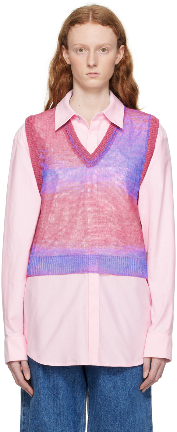 Pink gradient stripe vest