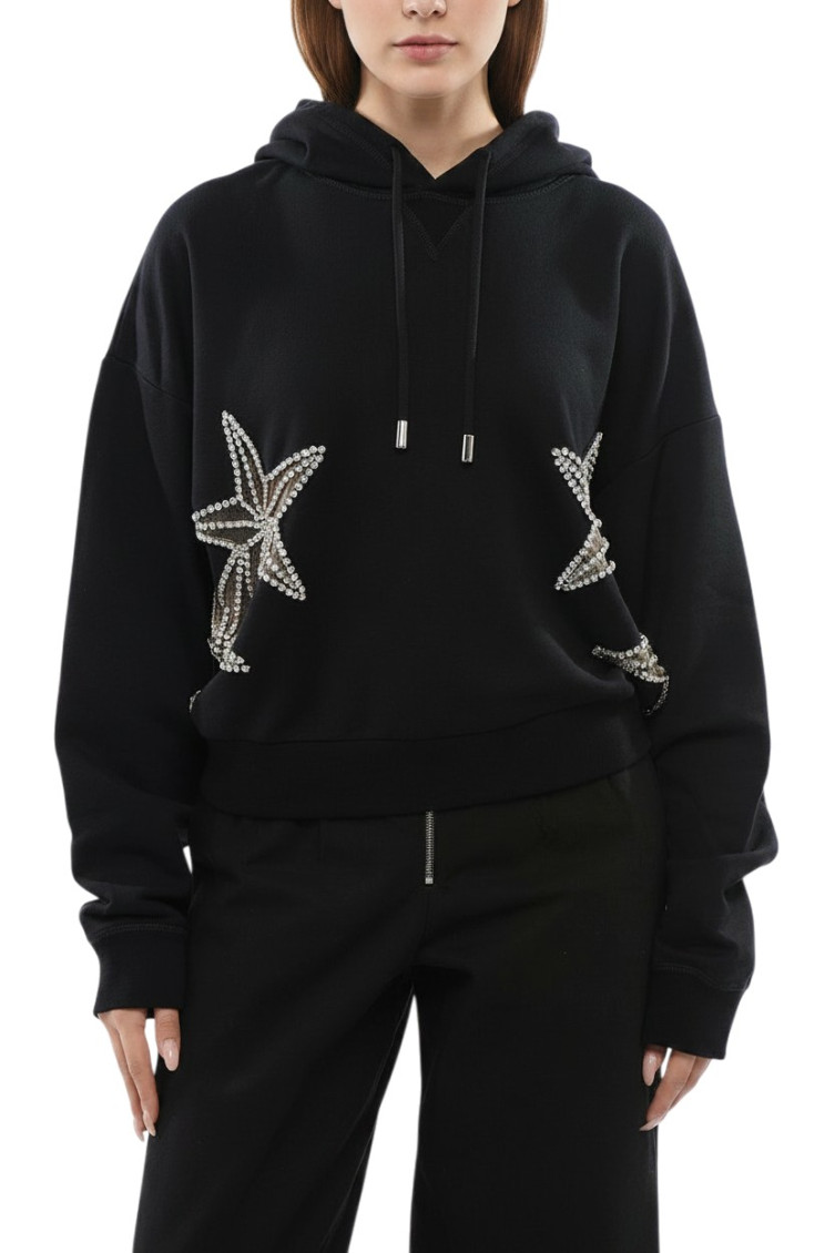 Black Embellished Hood Sweatshirt