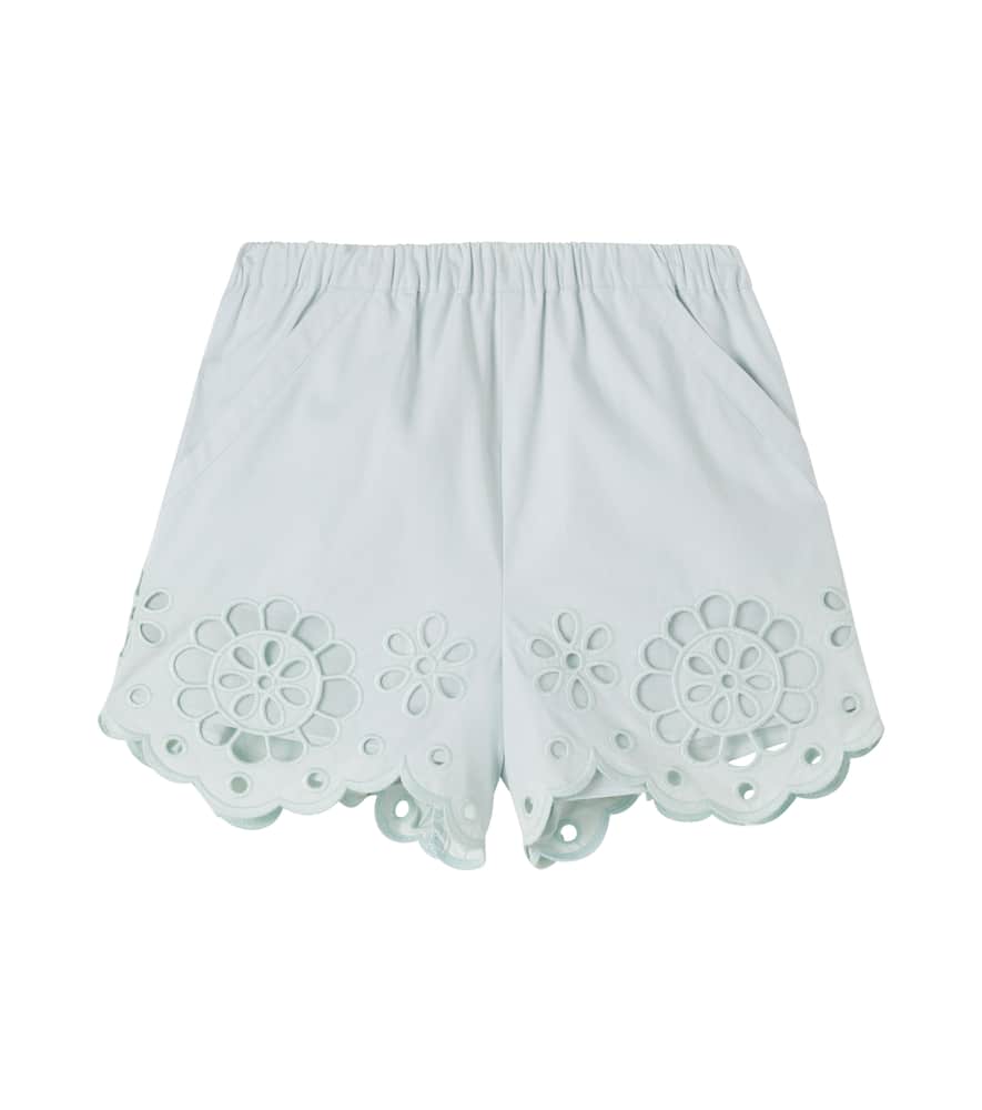 Awaken embroidered scalloped cotton shorts