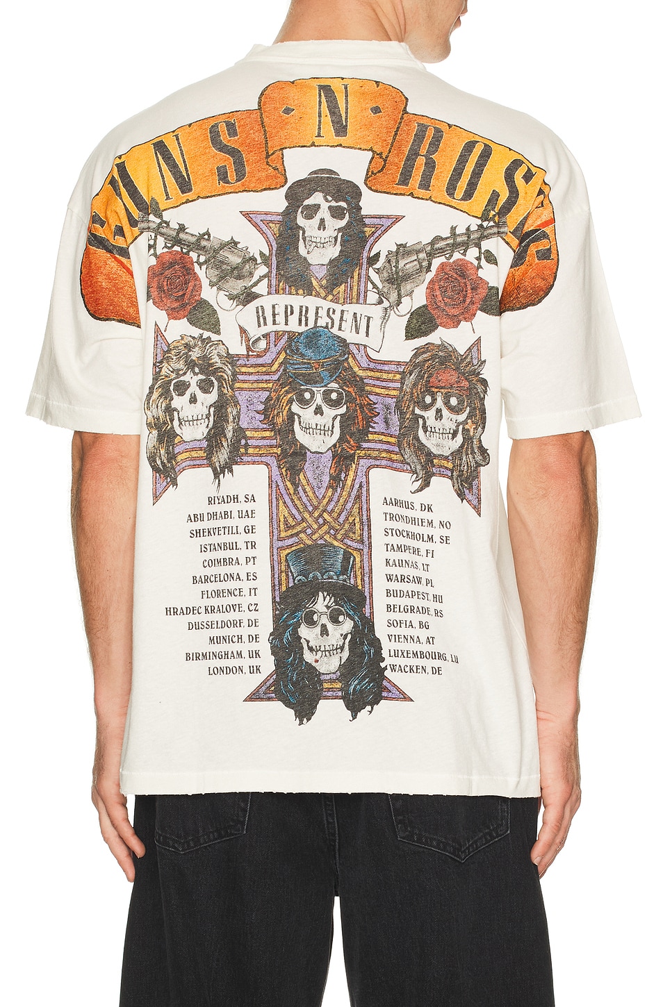 REPRESENT x Guns N' Roses Tour T-Shirt in Flat White - White. M also in S, L, XL/1X