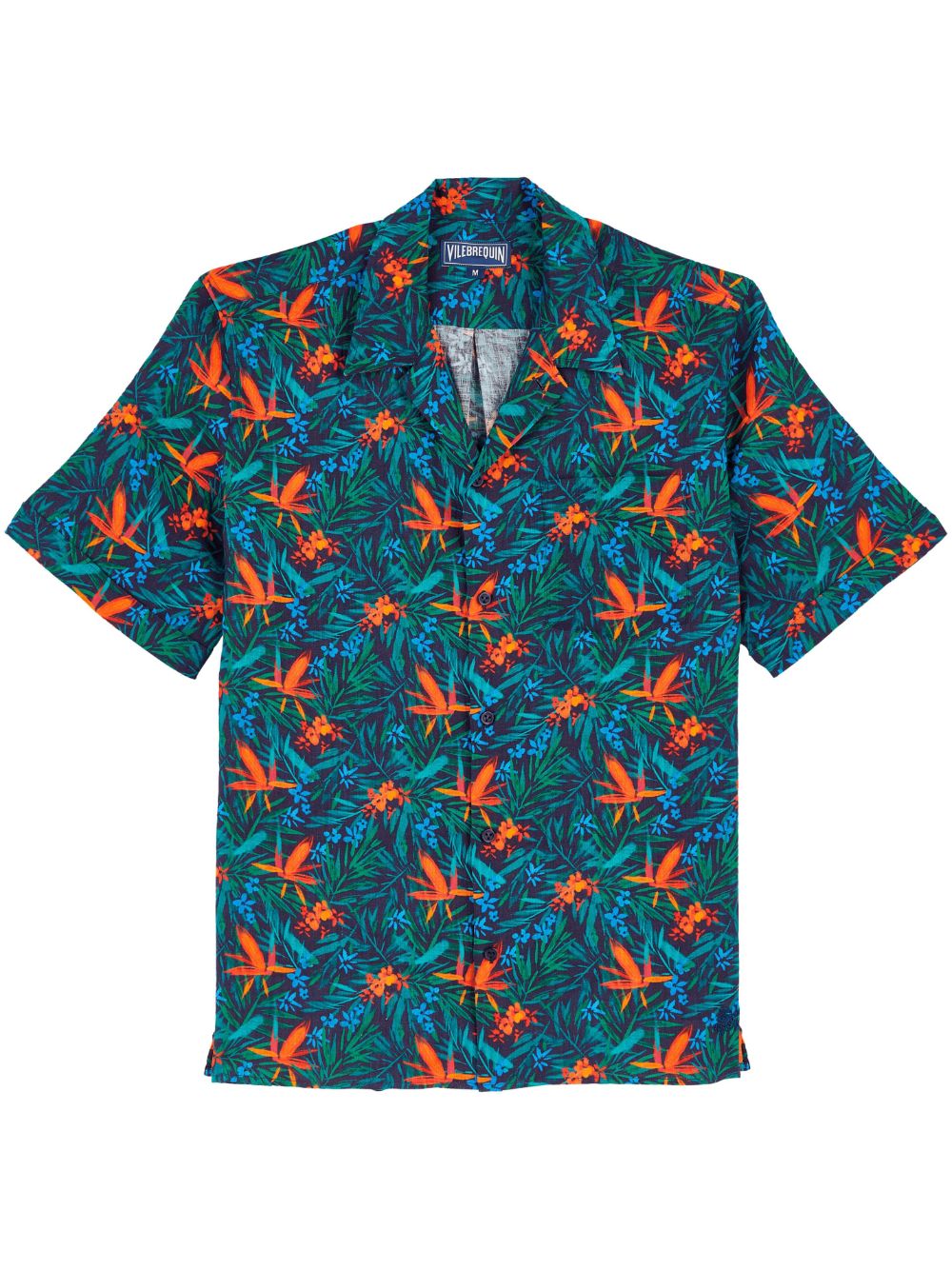 Floral-print linen shirt - Blue