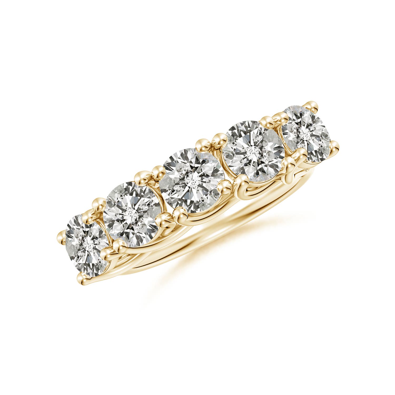 Angara 2.5 Carats Half Eternity Five Stone Diamond Wedding Band in 14K Yellow Gold