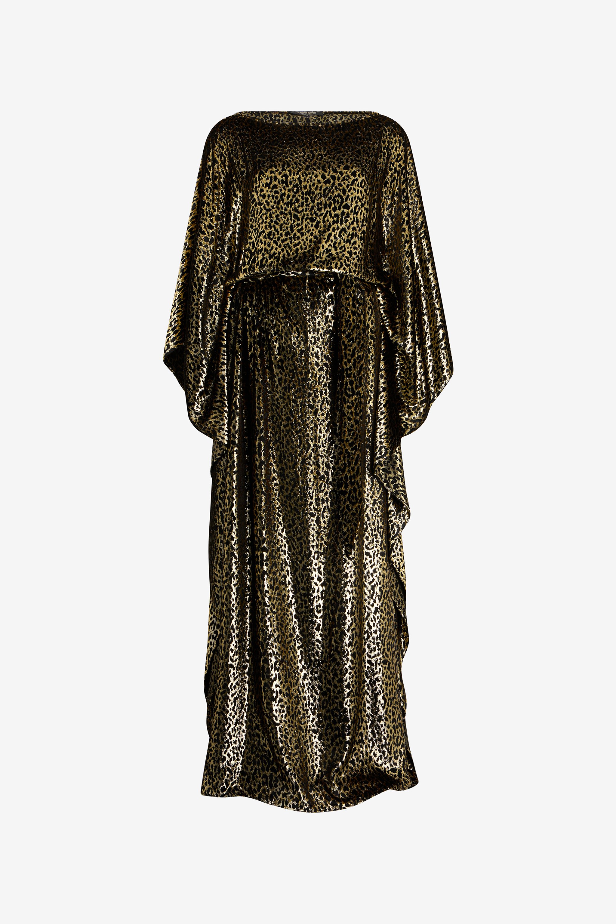 Glossy Silk Animal-print Kimono Dress