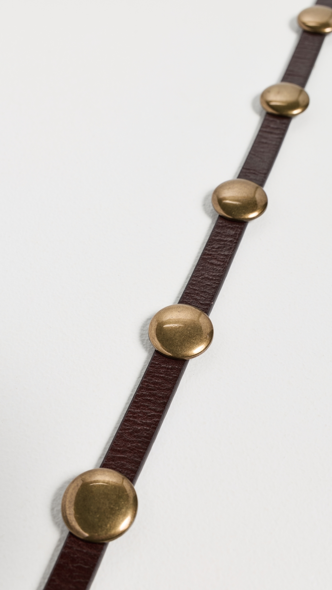 Skinny Studded Belt Cherry Wood