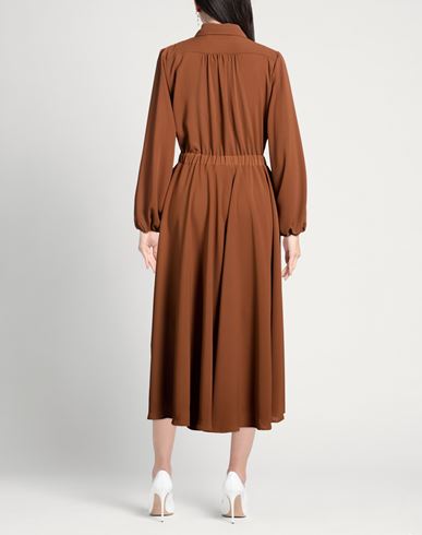 Woman Midi dress Brown Size 12 Polyester