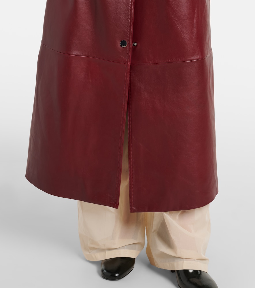 Paste leather trench coat
