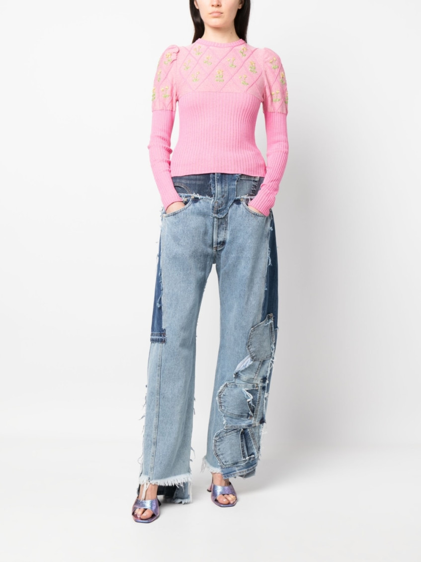 - Embroidered Glitter-cotton T-shirt