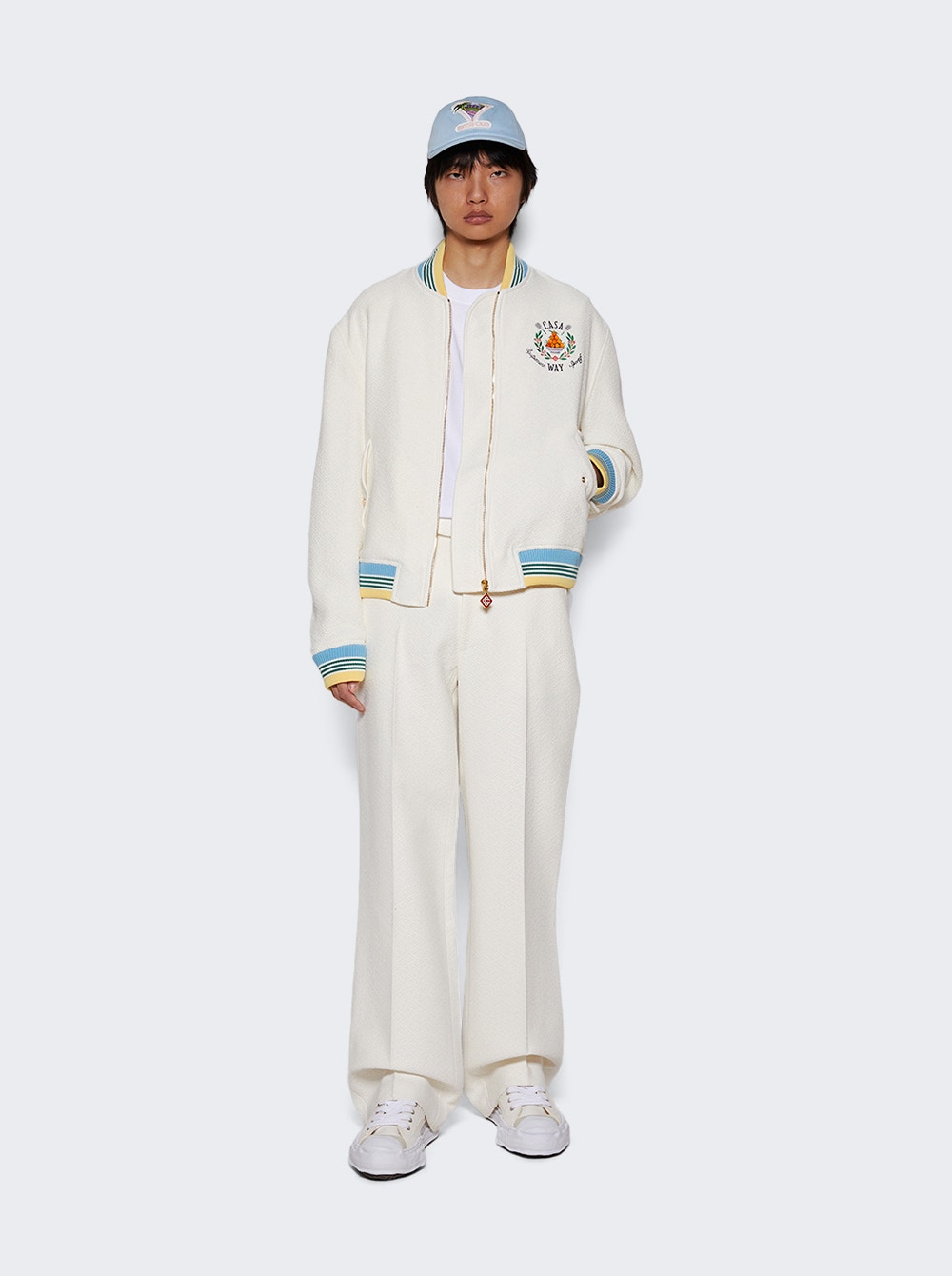 Straight-leg jacquard trousers - White