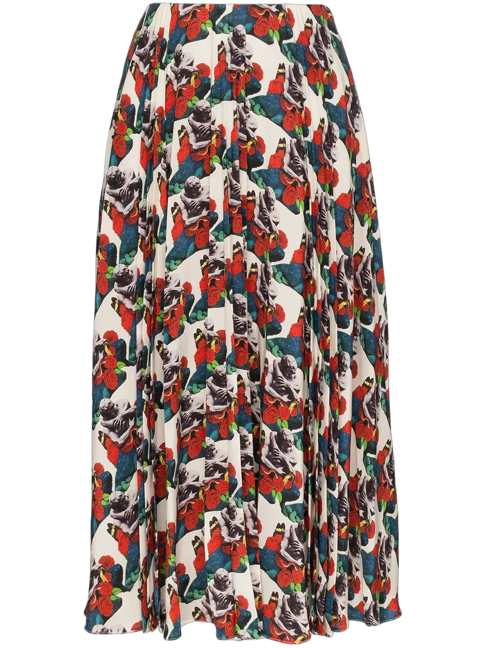 Lovers Print Pleated Skirt — Multicolor