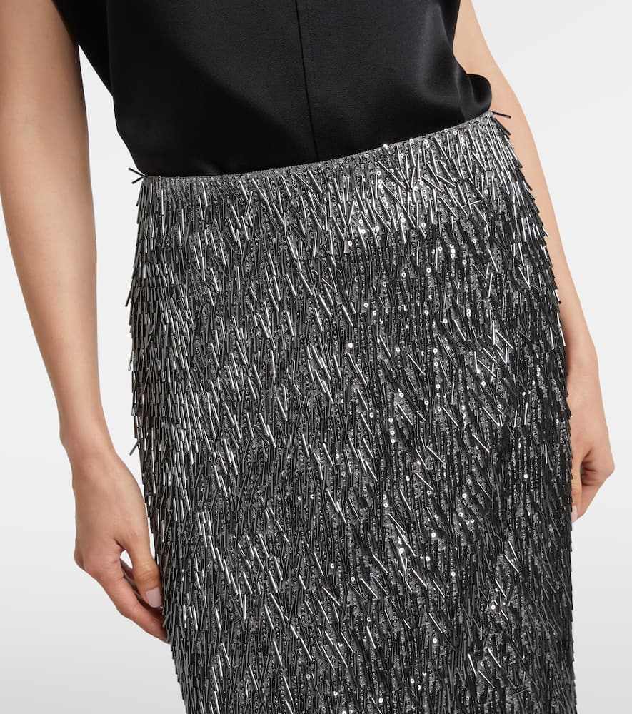 Sequined high-rise pencil skirt