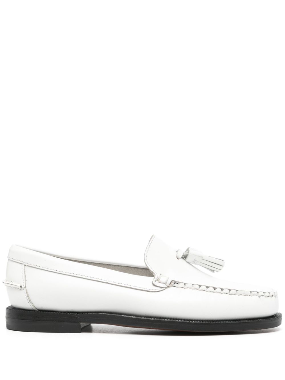 Stacked-heel leather loafers - White