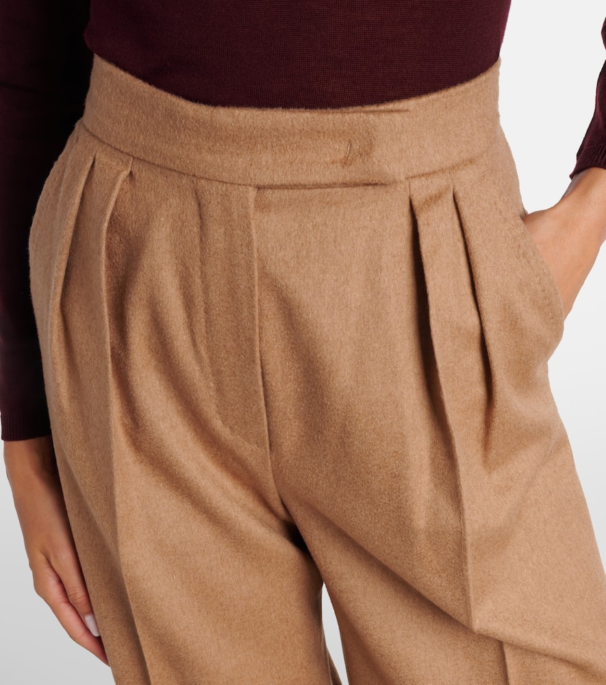 Ori pleated camel hair wide-leg pants