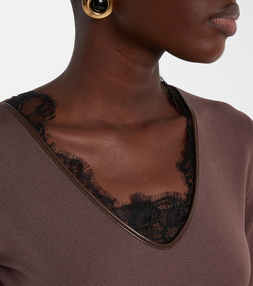 Lace-trimmed bodysuit