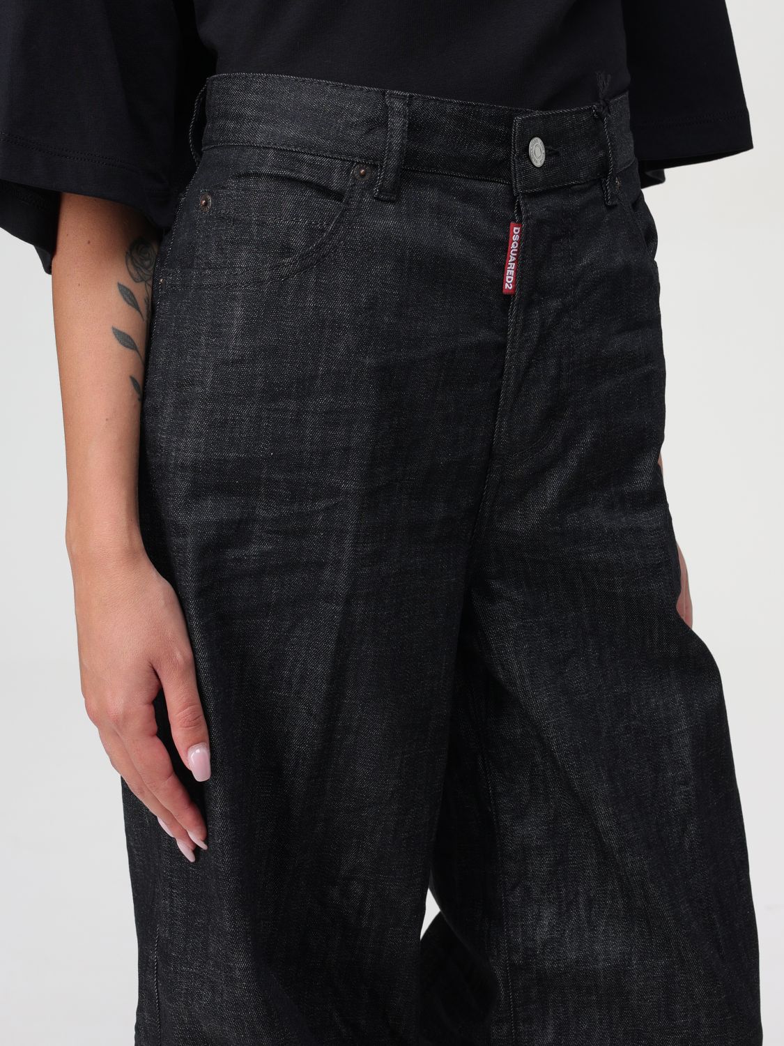 Traveller mid-rise wide-leg jeans - Black