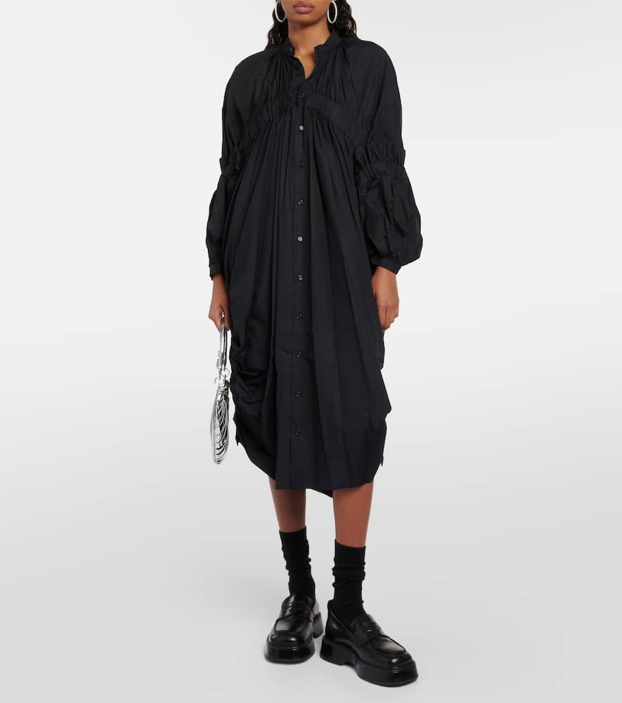 Draped cotton midi dress