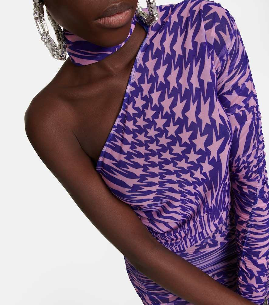 Printed mesh cutout minidress