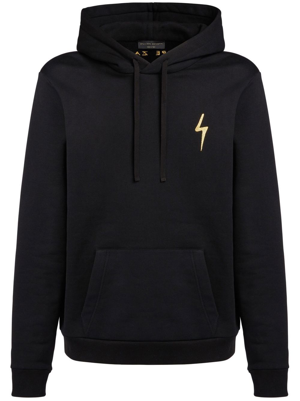 Embroidered logo drawstring hoodie - Black