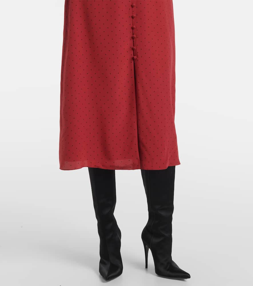 Polka-dot silk midi dress