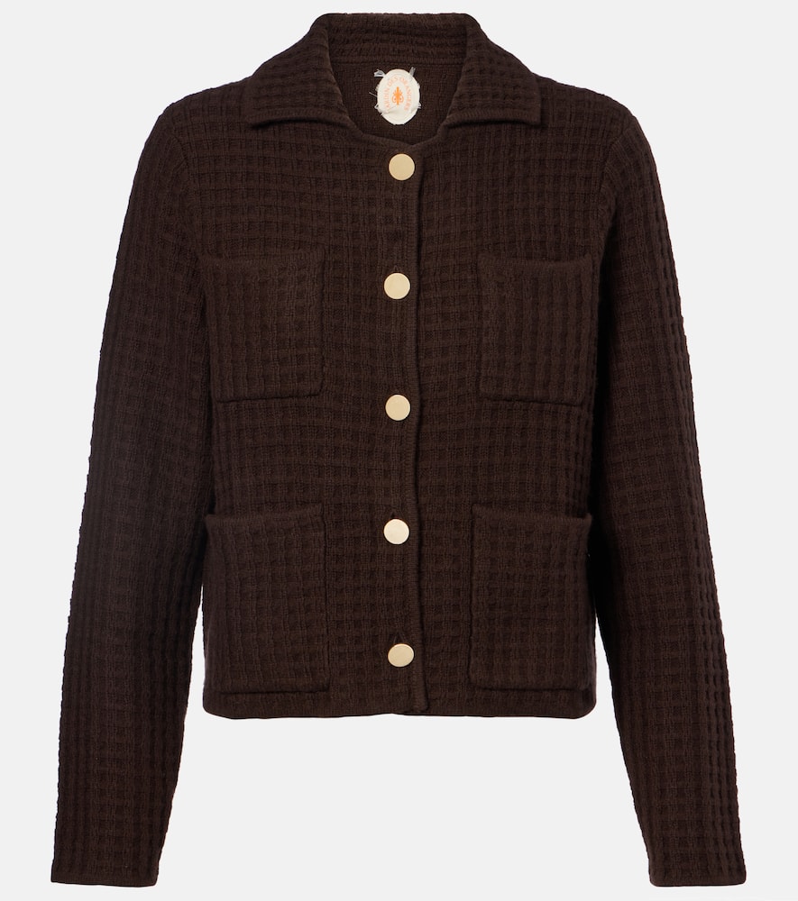 Waffle-knit wool and cashmere cardigan