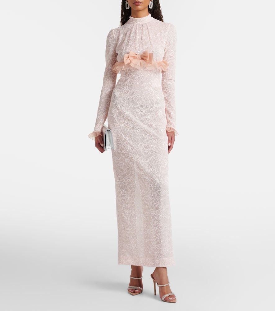 Bow-detail lace gown