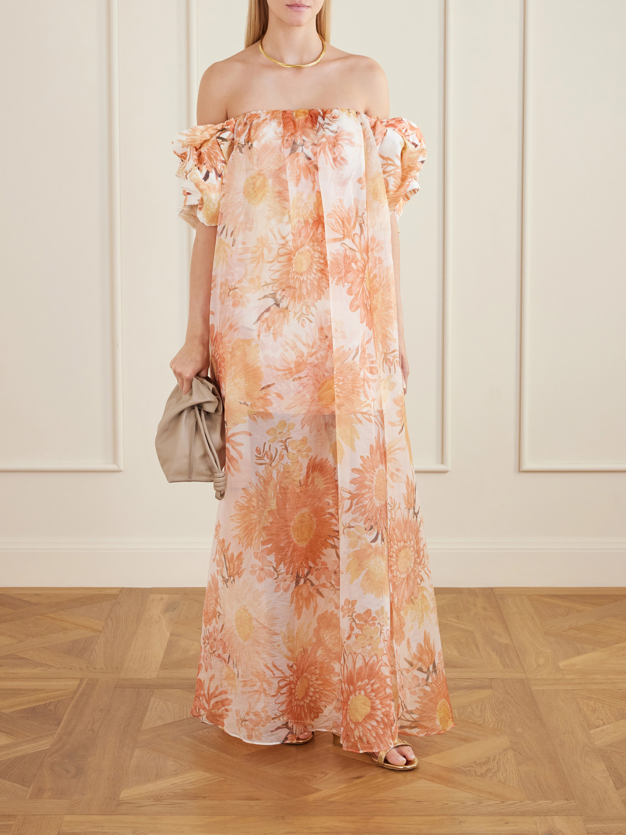 Cosette Ruffled Organza Gown - Orange