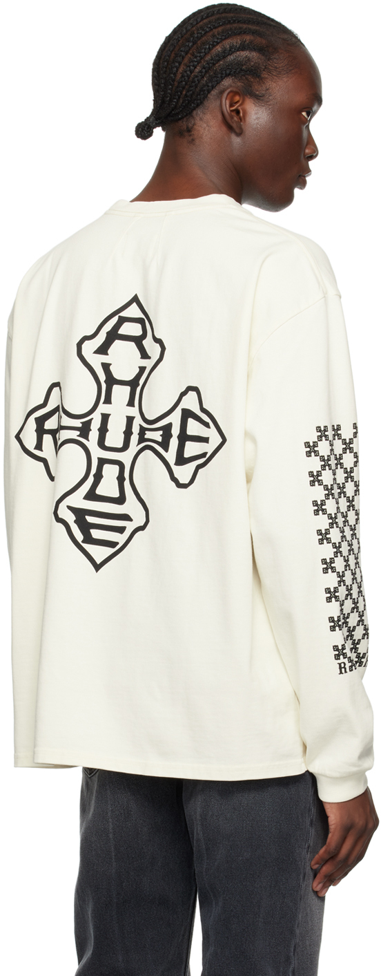 Rhude SSENSE Exclusive Off-White Cross Long Sleeve T-Shirt