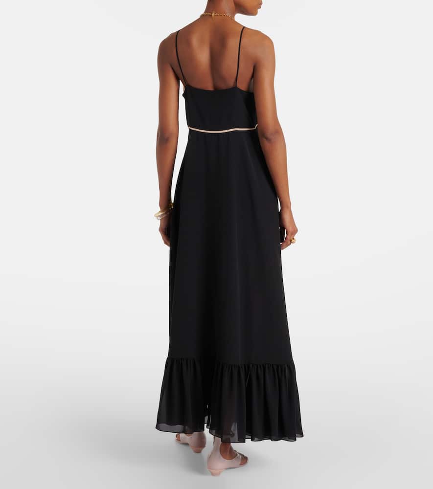 Chloé Lace-trimmed silk chiffon midi dress