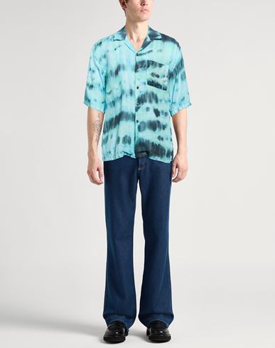 Man Shirt Turquoise Size 3XL Linen