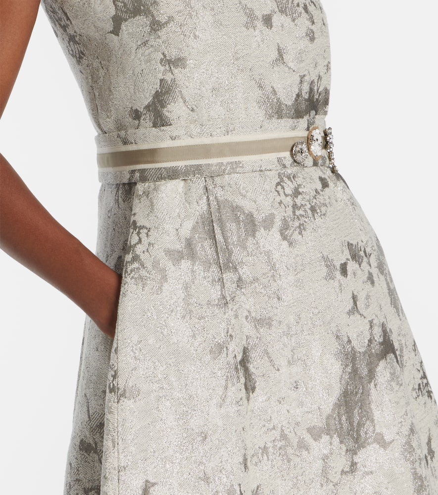 Cotton-blend jacquard midi dress