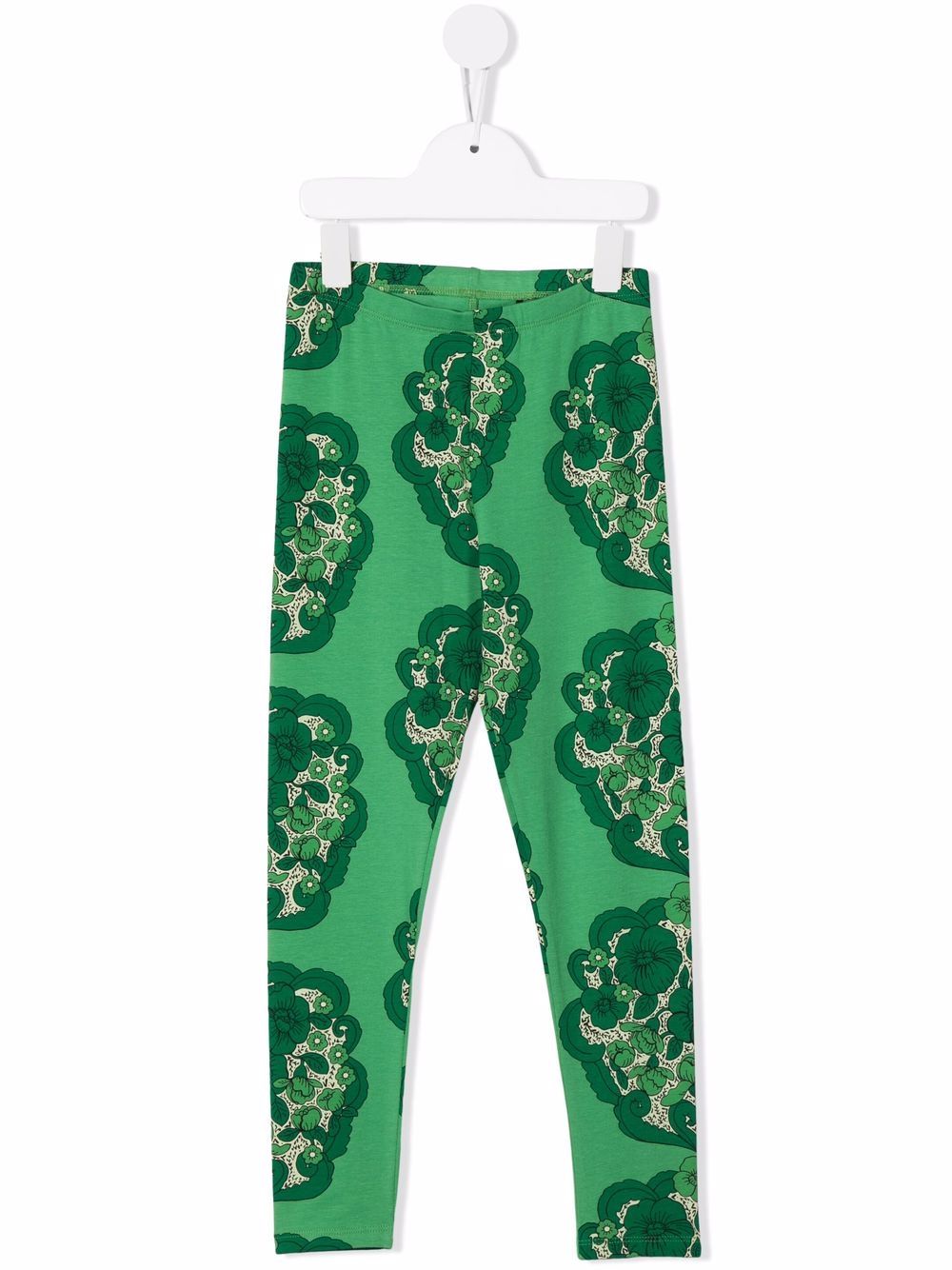 Floral-print organic cotton leggings - Green