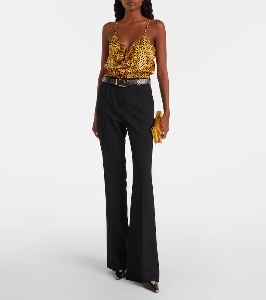 Leopard-print silk satin bodysuit