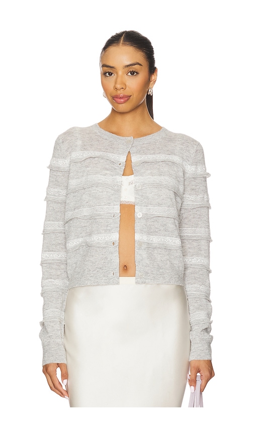 LoveShackFancy Claralise Cardigan in Grey. XXS. Also in L, M, S