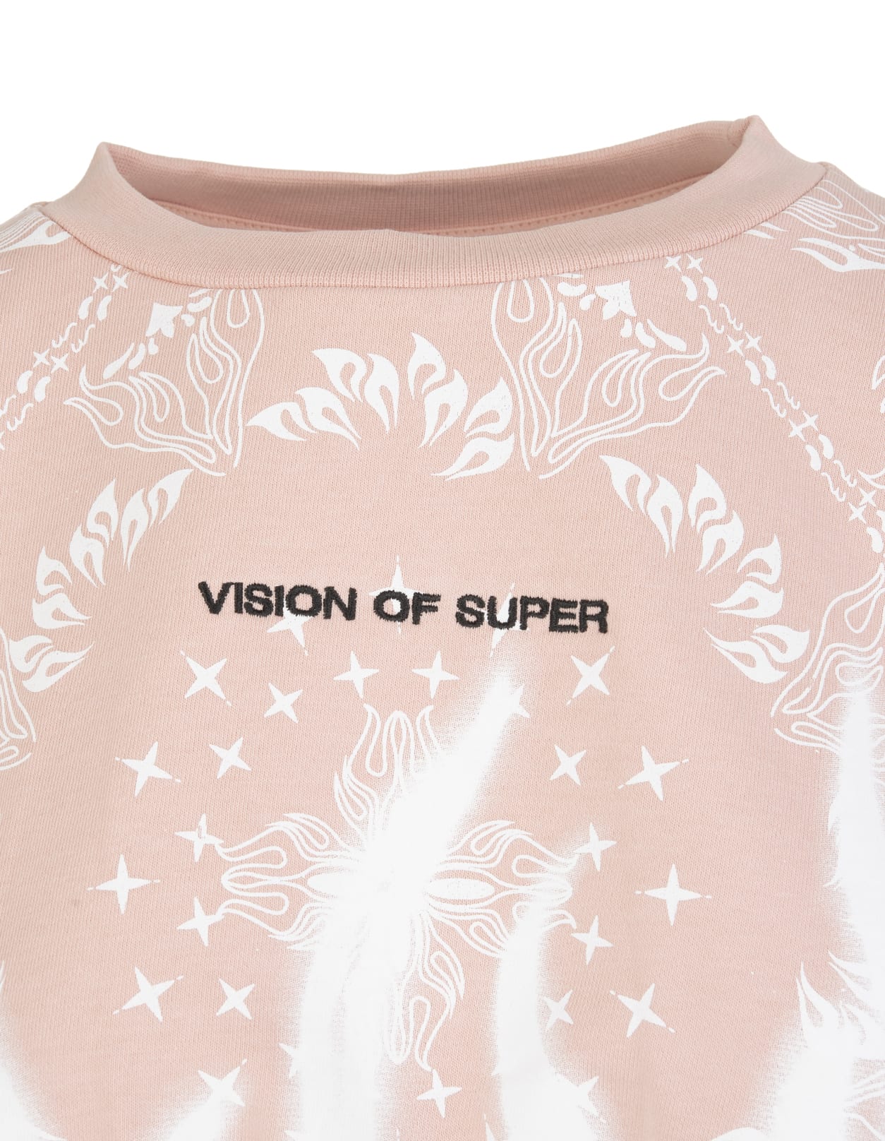 Woman Pink Short Sweatshirt With Bandana Print