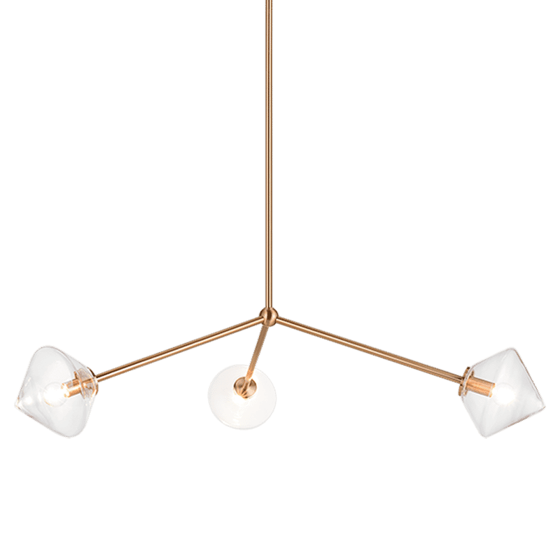 Aged Gold Brass Three Light Pendant from the Novo Collection