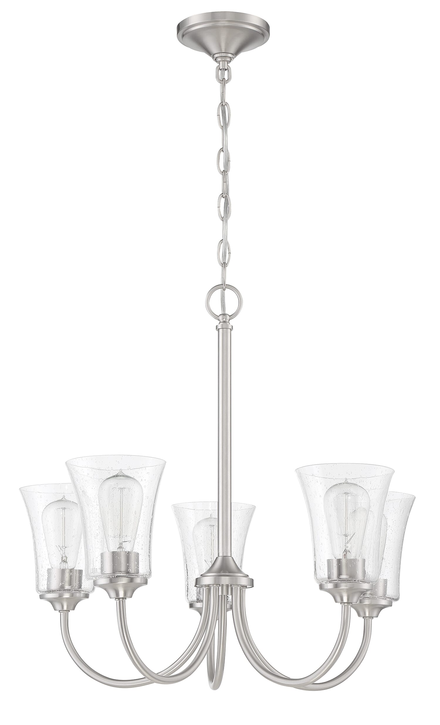 Brushed Polished Nickel Five Light Chandelier from the Gwyneth Collection
