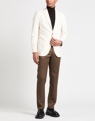 Man Blazer Cream Size 40 Cotton, Linen, Elastane
