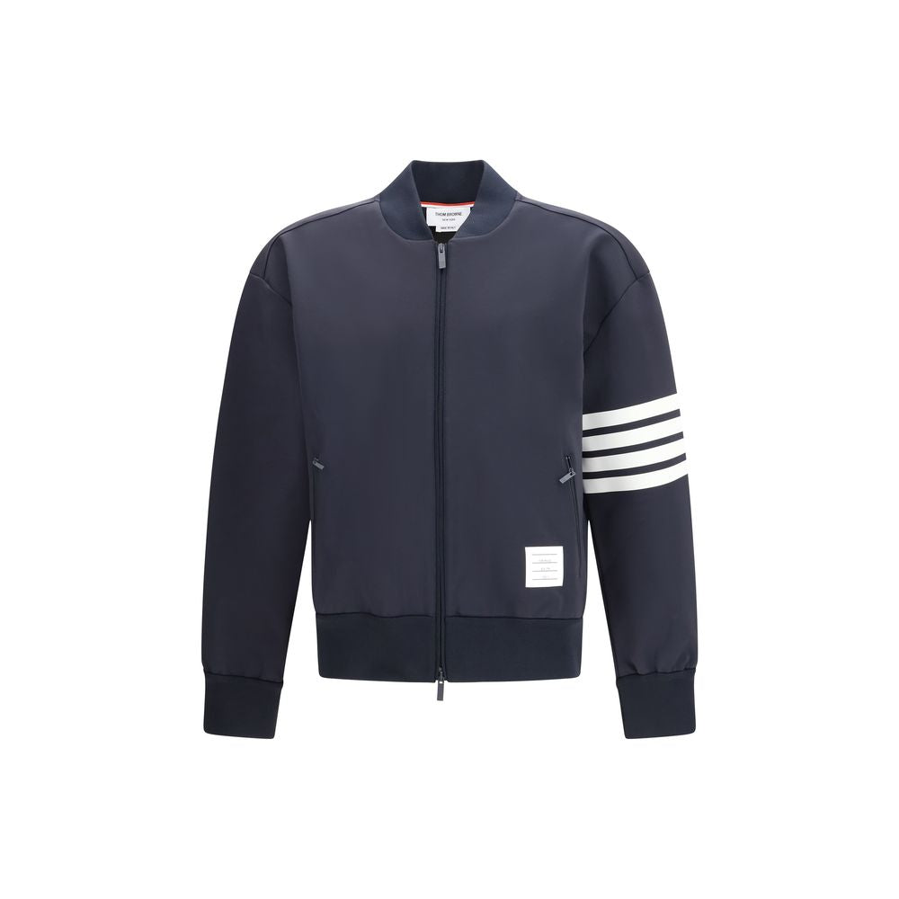 Striped Viscose Bomber Jacket — Navy