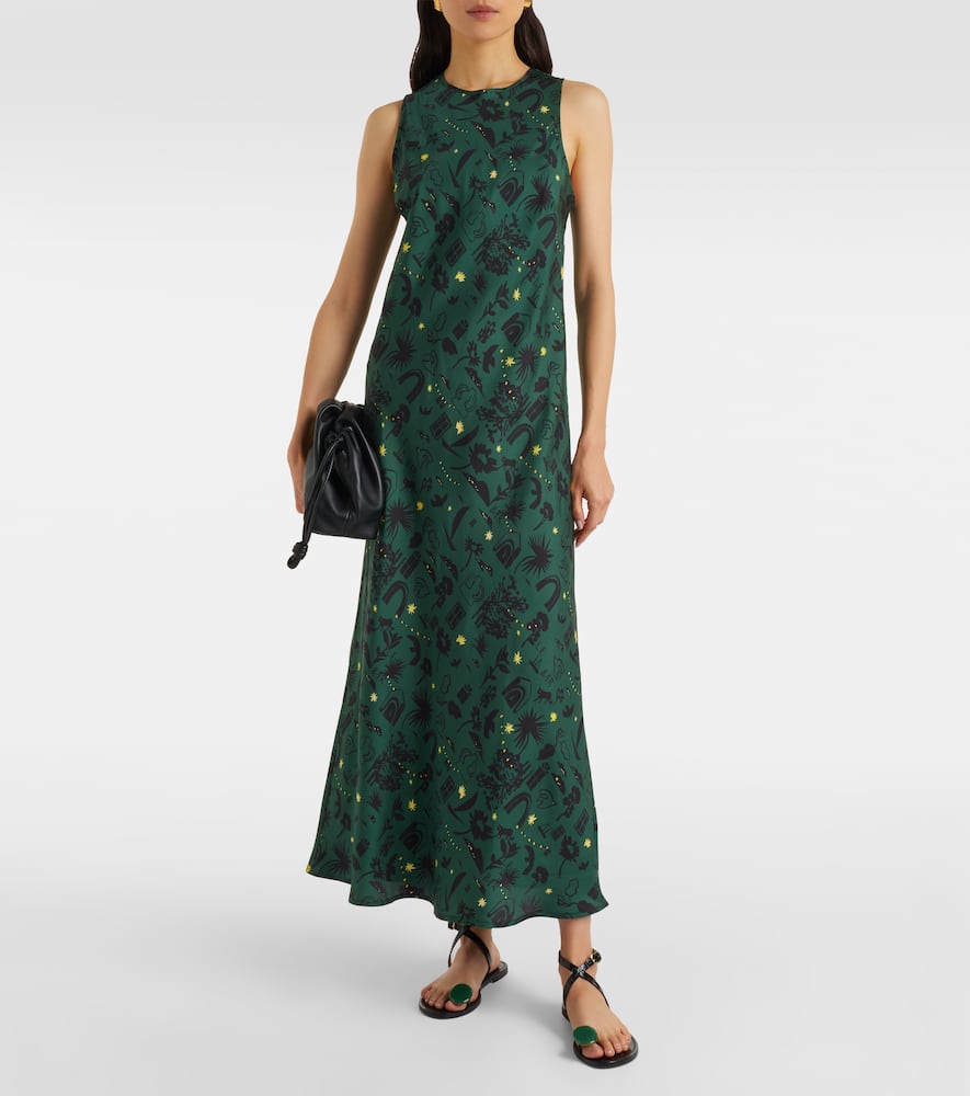 Valencia printed silk charmeuse maxi dress