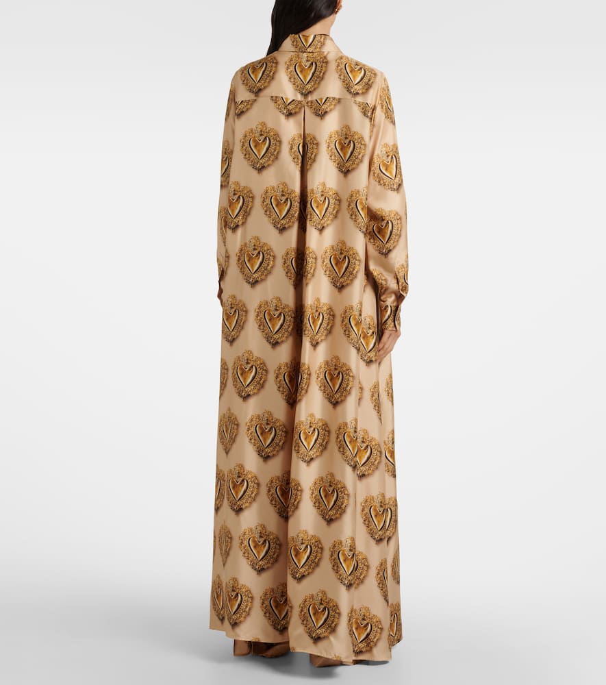 Printed silk shirt dress