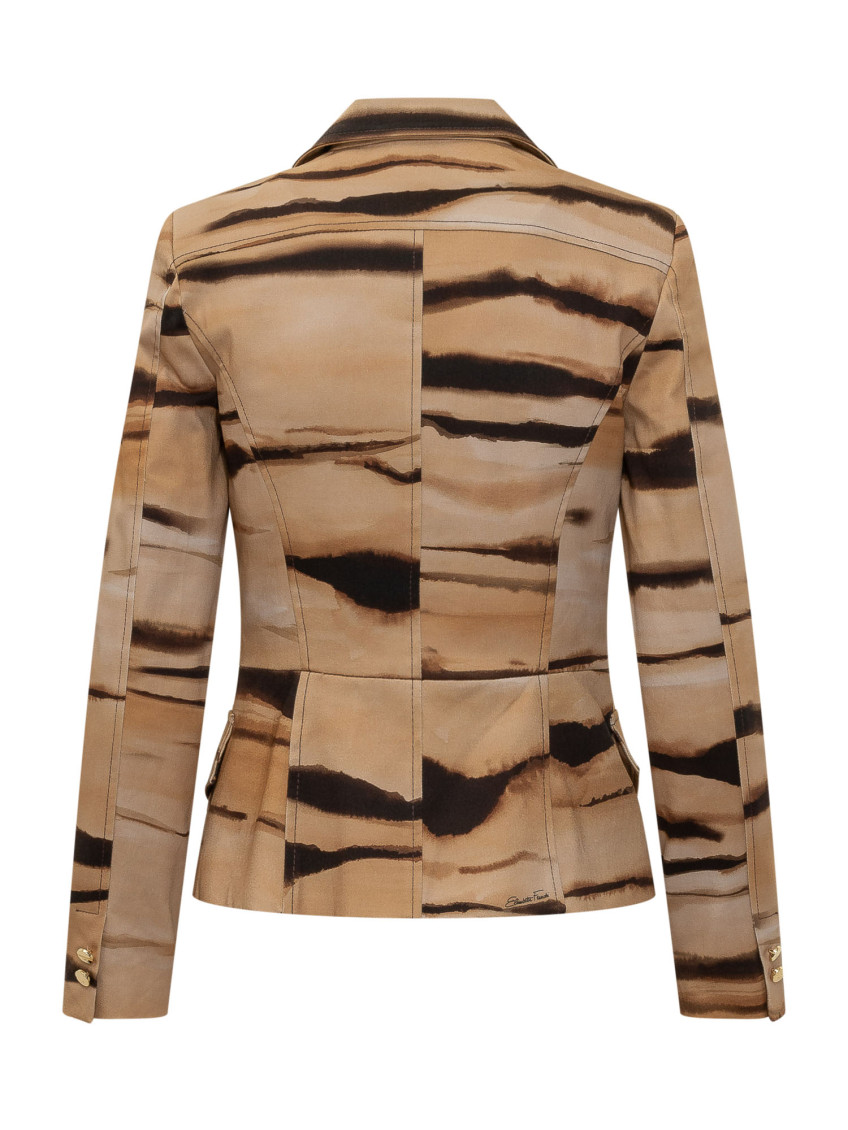 Brown Abstract Notched Lapel Blazer