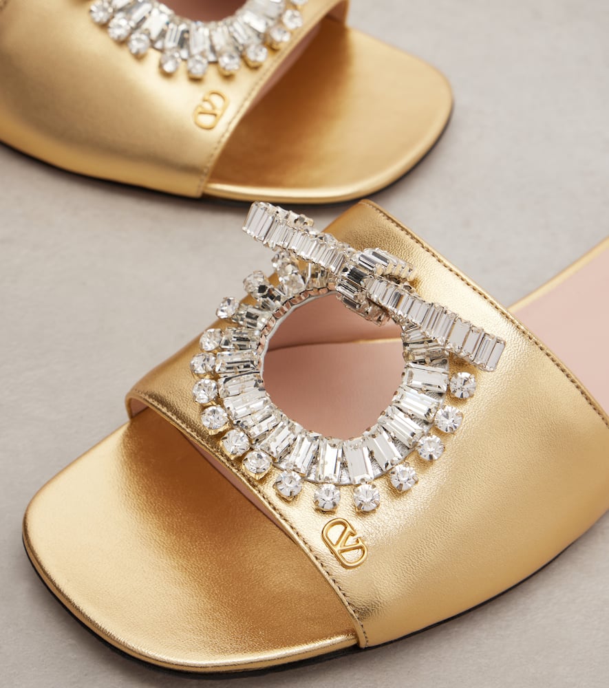Adamantine embellished leather slides