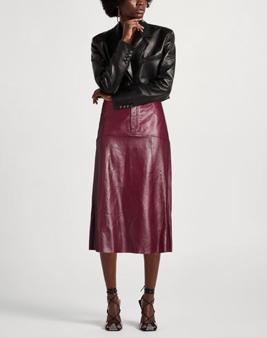 Woman Midi skirt Burgundy Size 8 Lambskin