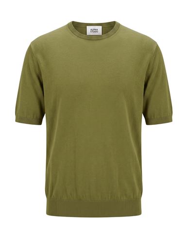 Man Sweater Sage green Size 50 Cotton