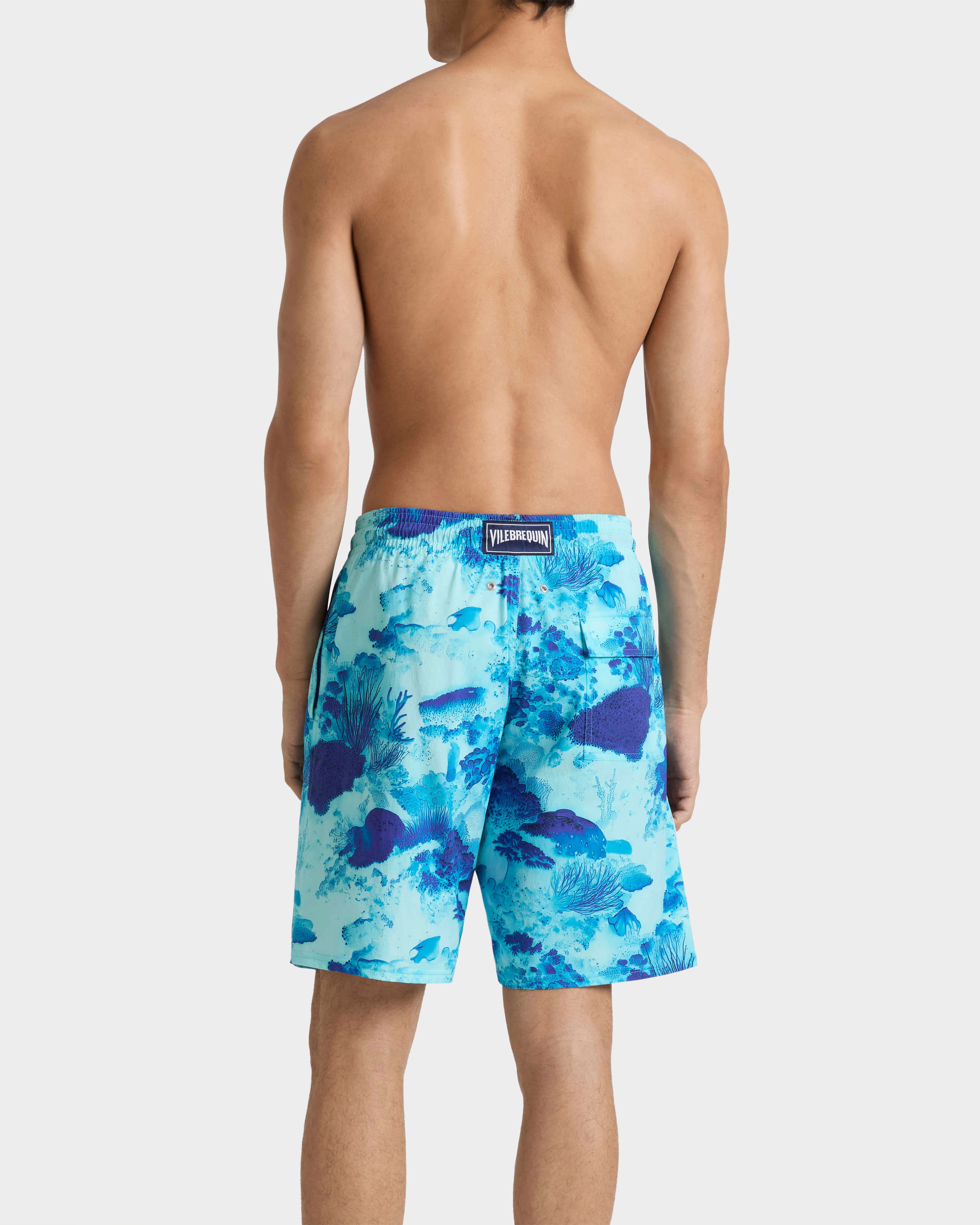 Men Long Stretch Swim Trunks Coral Reef - Swimwear - Okorise - Blue