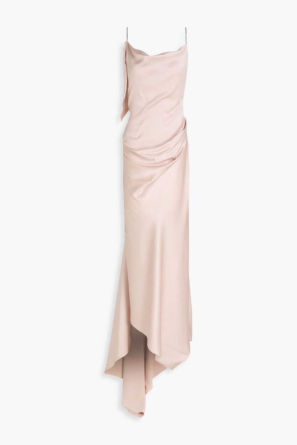 Asymmetric draped satin-crepe gown - Pink - UK 10