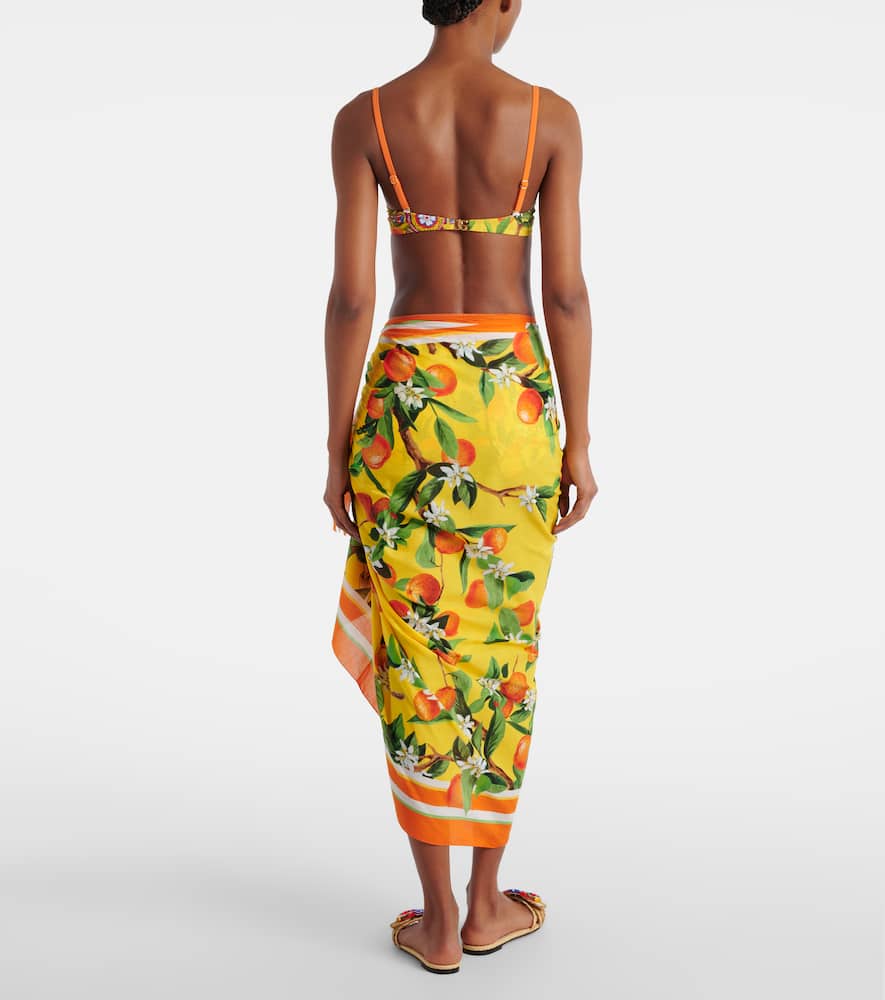Printed cotton beach cover-up